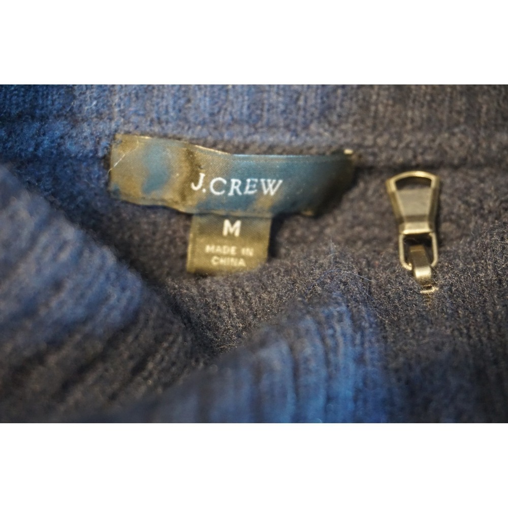 J.Crew Navy Blue Cable Knit Half Zip Merino‎ Alpaca Blend Sweater BD032 Womens M - Picture 4 of 7